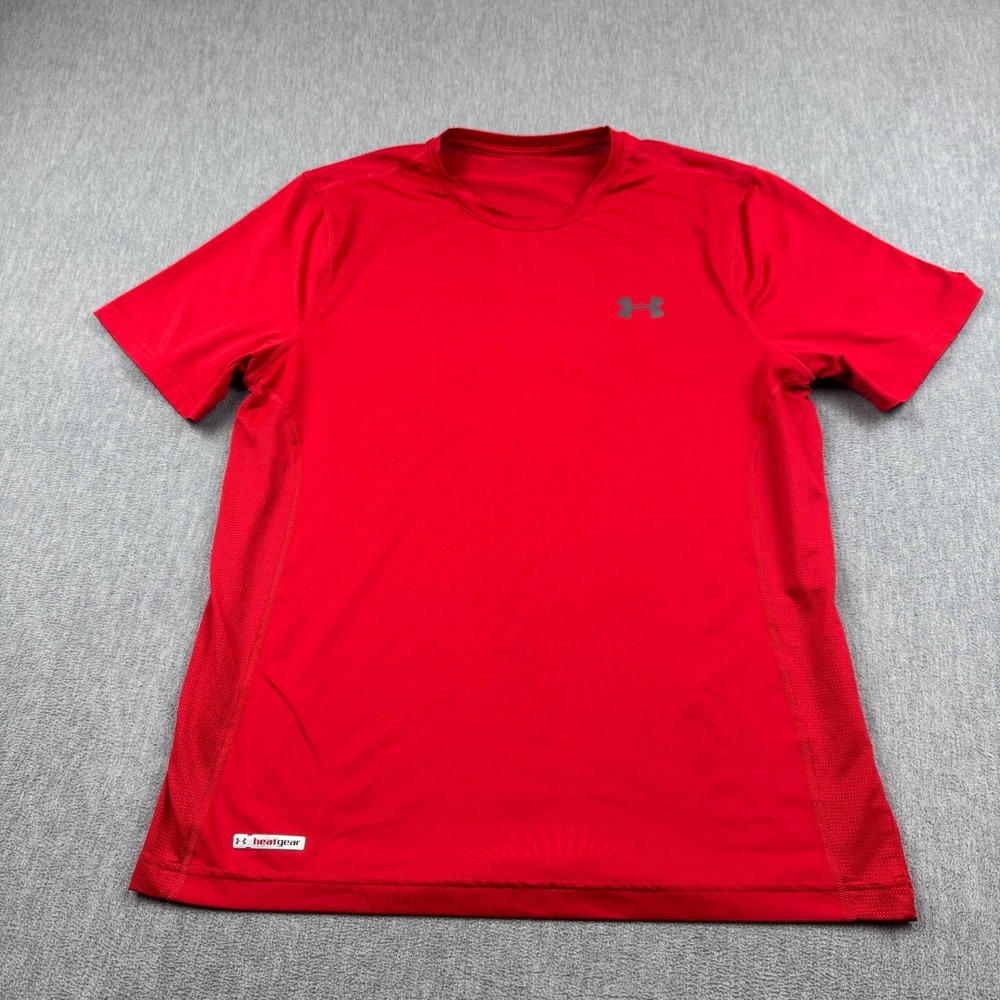 Under Armour T Shirt Mens Medium Red‎ Heatgear Athletic Gym Workout Active Tee